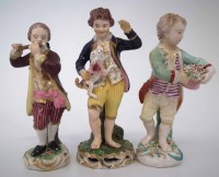 Lot 105 - Three Derby figures of boys circa 1800   modelled