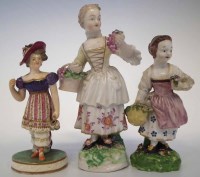 Lot 106 - Three Derby figures of girls circa 1800   two