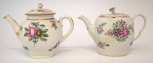Lot 123 - Two Worcester teapots circa 1770   painted with