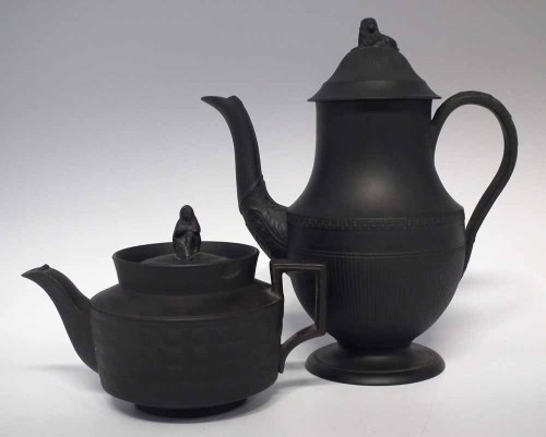 Lot 134 - Turner Black Basalt Coffee Pot, Hackwood Teapot