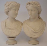 Lot 174 - Pair of Parian busts.