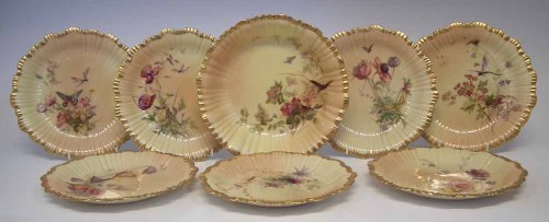 Lot 207 - Seven Royal Worcester plates and a matching bowl.