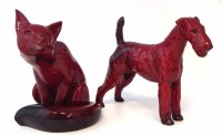 Lot 237 - Doulton flambe fox and a Doulton flambe Airedale