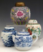 Lot 245 - Three oriental gift jars and a teapot (4).
