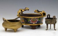 Lot 265 - Cloisonne and ormolu censer and two others (3).