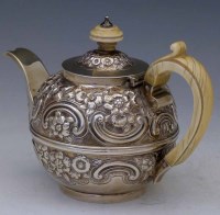 Lot 272 - Victorian silver teapot, ivory handle.