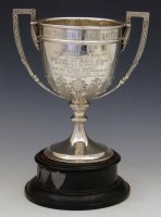 Lot 283 - Two-handled silver trophy cup and stand