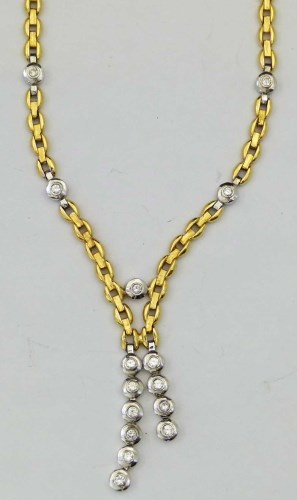 Lot 295 - 18ct gold and diamond necklace.