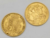 Lot 302 - Two gold half sovereigns.