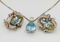 Lot 325 - Aquamarine and diamond gold necklace and