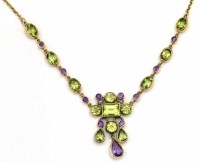 Lot 329 - Peridot and amethyst necklace.