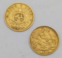 Lot 333 - Gold half sovereign and a kruegerand.