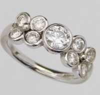 Lot 338 - 18ct white gold nine stone diamond ring approx