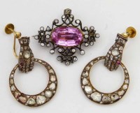 Lot 339 - Pair of antique rosecut diamond earrings both in
