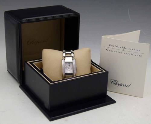 Lot 351 - Chopard La Strada Stainless Steel and Diamond Wristwatch, boxed with papers