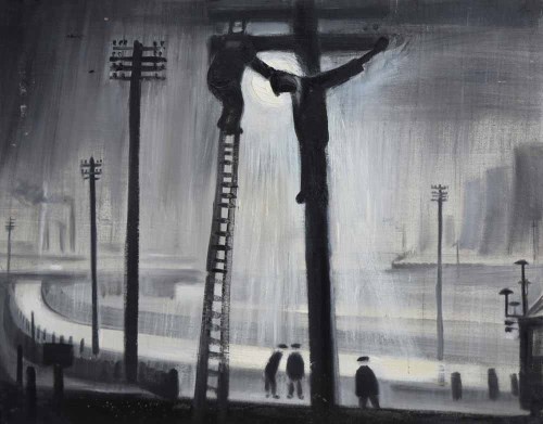 Lot 379 - Theodore Major, Crucifixion, Wigan, oil.