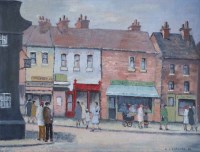 Lot 397 - Joy Altaras, 20th century, Manchester street scene, oil.