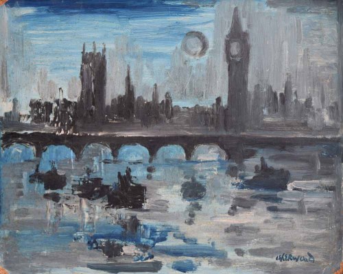 Lot 446 - J.L. Isherwood, The Houses of Parliament, oil on board.