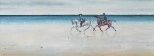 Lot 454 - Jonathan Armigel Wade, Horses galloping along the beach, oil.