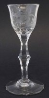 Lot 71 - 18thC Facet stem engraved wine glass