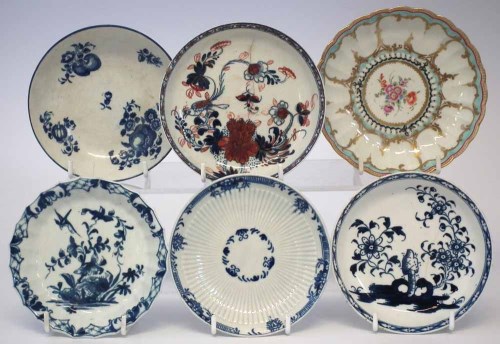 Lot 93 - Six 18th century English porcelain saucers