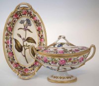 Lot 101 - Derby botanical tureen and cover with stand.