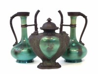 Lot 141 - Two Shelley/Foley jugs and a lidded vase.