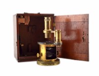 Lot 6 - A late Victorian brass microscope