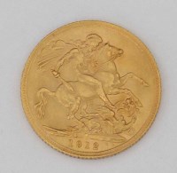 Lot 280 - 1912 gold sovereign.