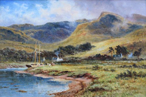 Lot 384 - Robert Gallon, View towards Glen Sannox, Isle of Arran, oil.