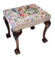 Lot 554 - Early 20th century walnut framed footstool