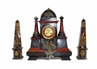 Lot 458 - A Victorian slate and rouge marble mantel clock