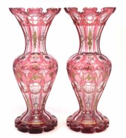Lot 55 - Pair of mid 19th century Bohemian vases.