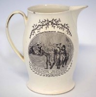 Lot 67 - Creamware jug circa 1800, printed with 'Lottery
