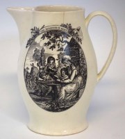 Lot 75 - Creamware jug circa 1810, printed with 'Blessings