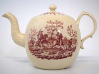 Lot 83 - Wedgwood Creamware teapot circa 1765, printed by