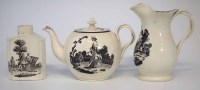 Lot 84 - Leeds Creamware teapot circa 1800, with prints
