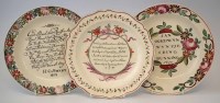 Lot 85 - Three Dutch decorated Creamware plates dated