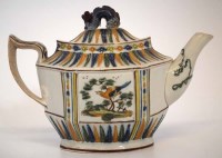 Lot 92 - Prattware teapot circa 1800, with dolphin finial