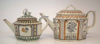 Lot 93 - Two Prattware teapots circa 1800, both with