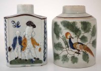 Lot 96 - Two Prattware tea canisters circa 1800, one with