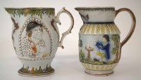 Lot 97 - Two Prattware jugs circa 1800, one moulded with a