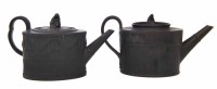 Lot 103 - Two black Basalt teapots one by B.Mayer, the