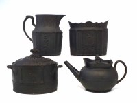 Lot 105 - Four items of Black Basalt, to include a lidded