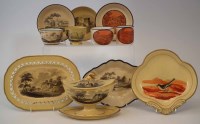 Lot 118 - Collection of buff coloured pottery, painted in