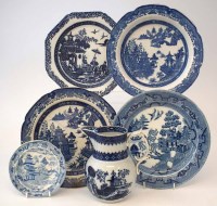 Lot 120 - Belle Vue plate together with five other blue