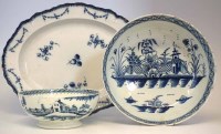 Lot 123 - Pearlware meat plate possibly Spode and two meat plates