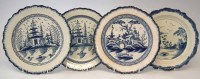 Lot 128 - Four pearlware plates circa 1780, painted with