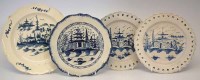 Lot 129 - Three pearlware plates and a creamware plate