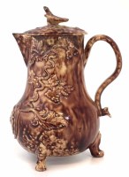 Lot 132 - Creamware lidded jug circa 1770, with bird